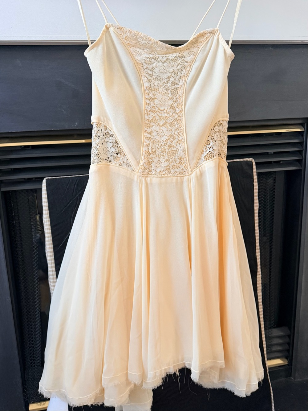 Zara Cream Lace Halter Chiffon Girls Formal Dress NWT M